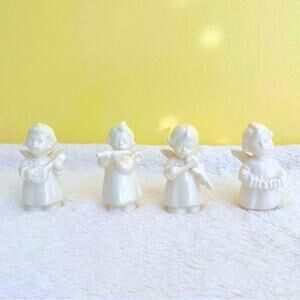 4 Vtg 50s Sacrart Goebel Angels Porcelain Instruments Musical Cherub